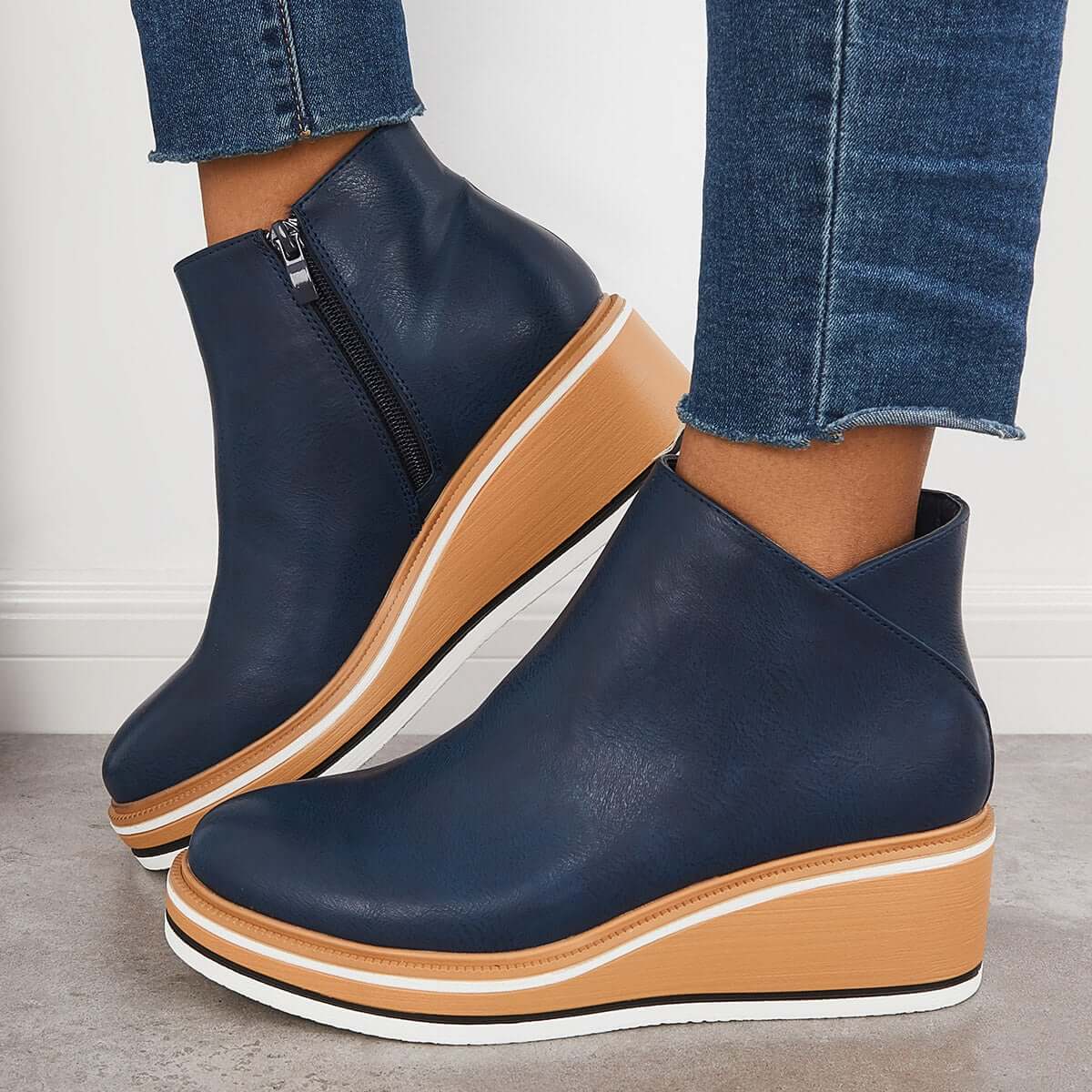 Nikkole - Bottines en cuir décontractées pour femmes