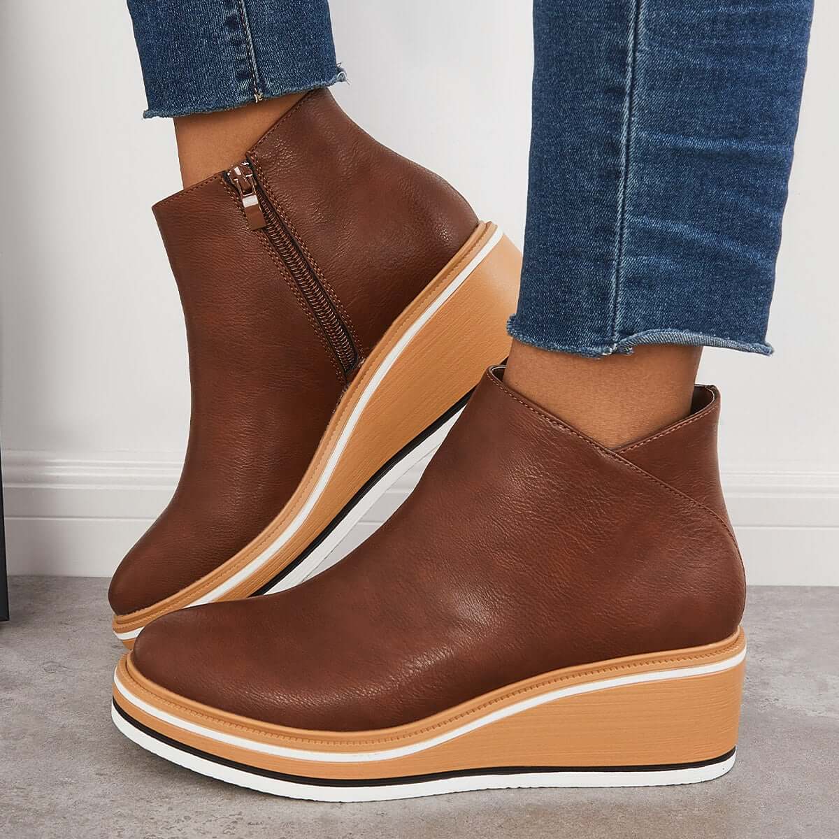 Nikkole - Bottines en cuir décontractées pour femmes