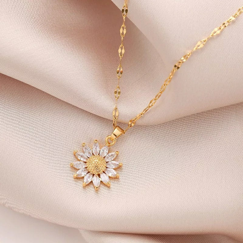Jennie – Collier de tournesol en cristal avec finition dorée