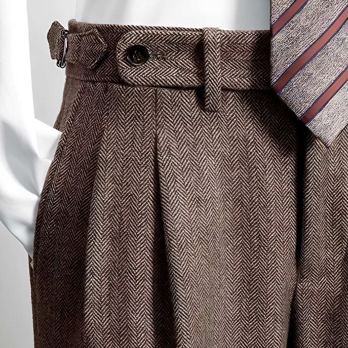 Osbert - Pantalon en laine tweed décontracté pour hommes