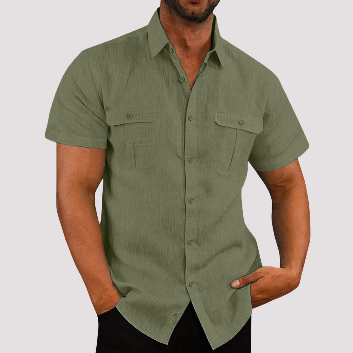 Aaron - Chemise stylée à manches courtes avec patte de boutonnage pour hommes