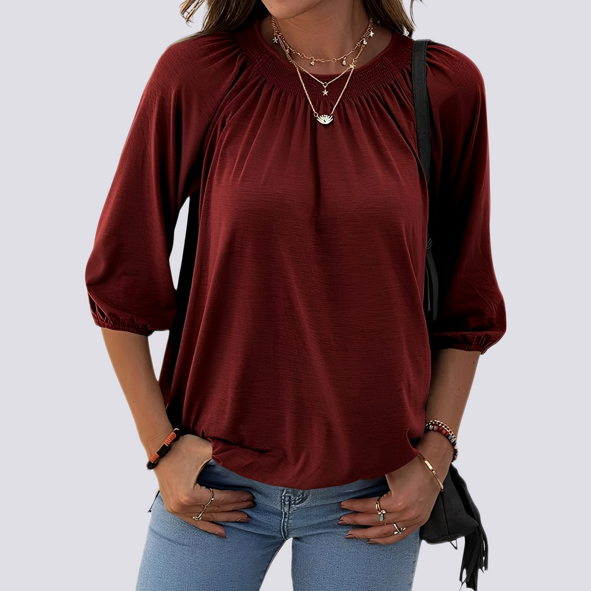Telsa - Blouse décontractée à col rond pour femmes
