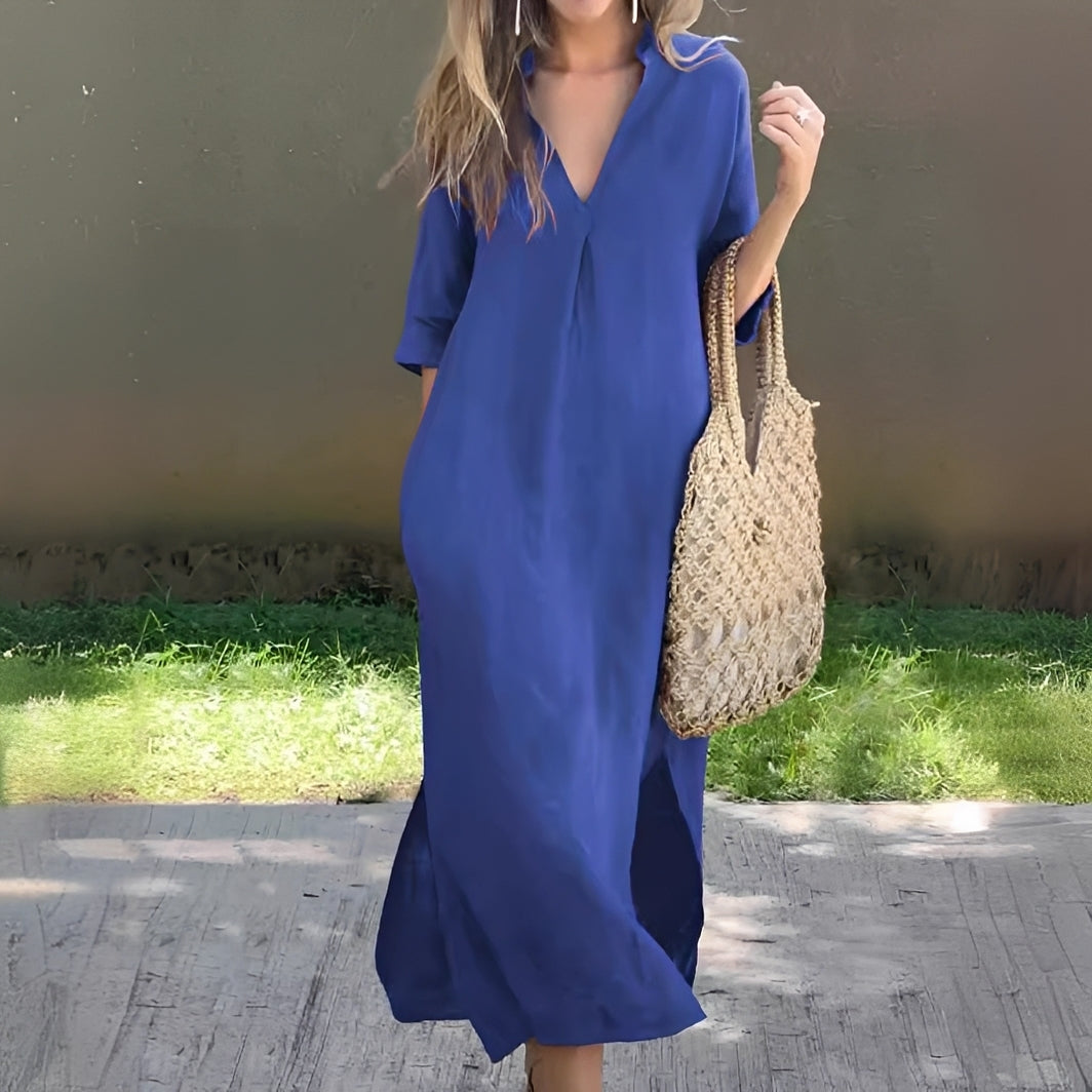 Lucie - Robe ample et décontractée avec col en V pour femmes