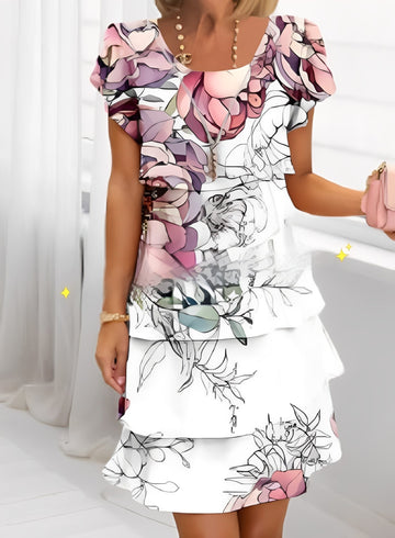 Caroline - Robe élégante à volants avec manches courtes pour femmes