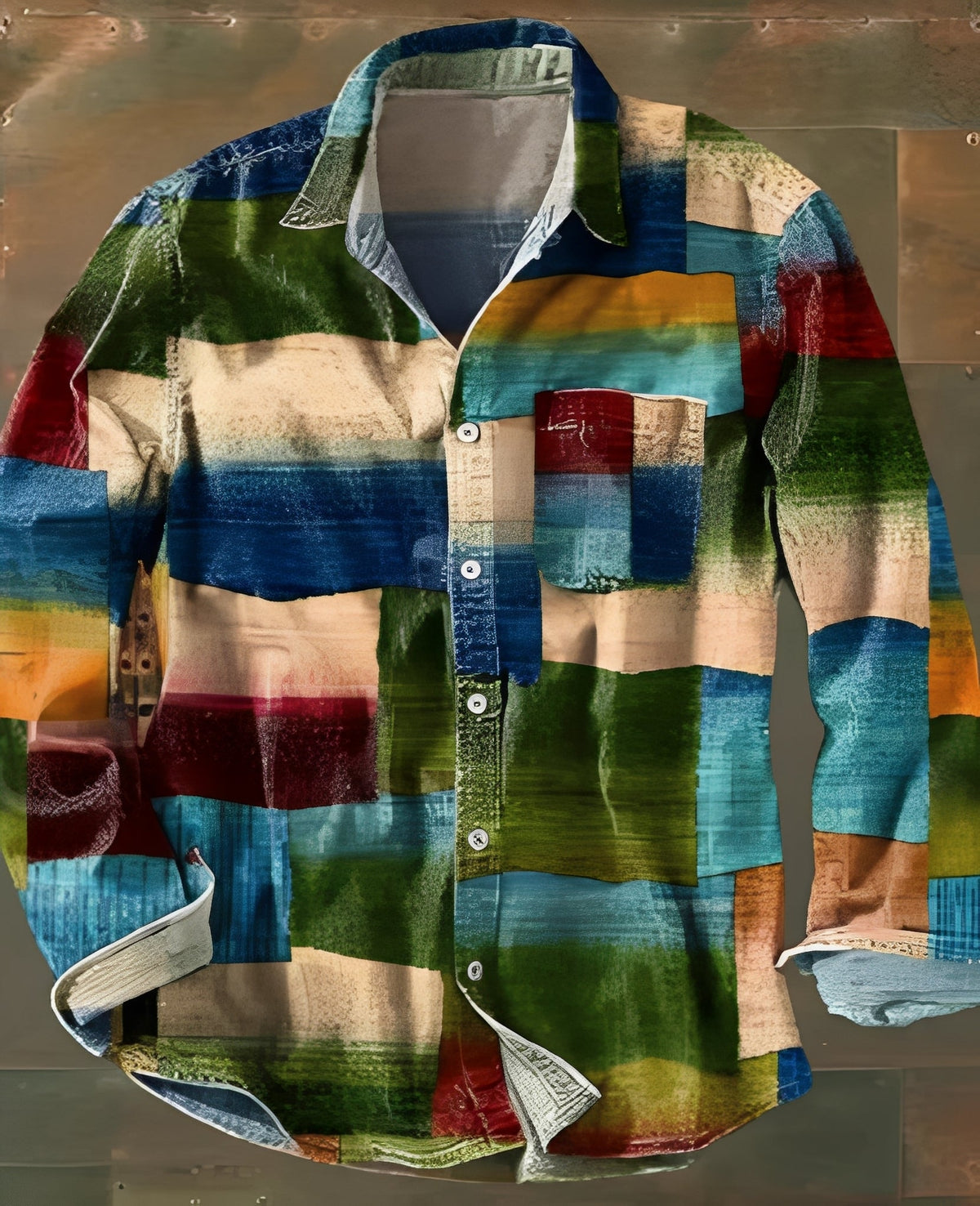Theo - Chemise classique à manches longues avec motif pour hommes