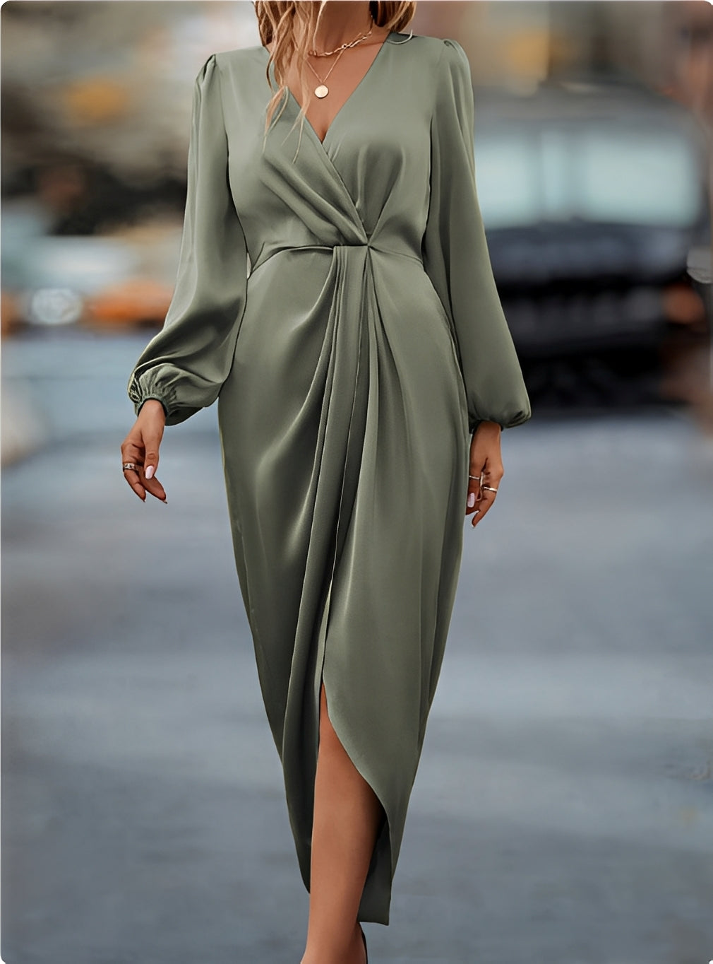 Melanie - Robe midi chic avec fente pour femmes
