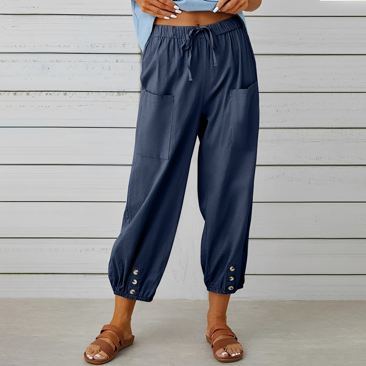Christa - Pantalon large, décontracté et court pour femmes