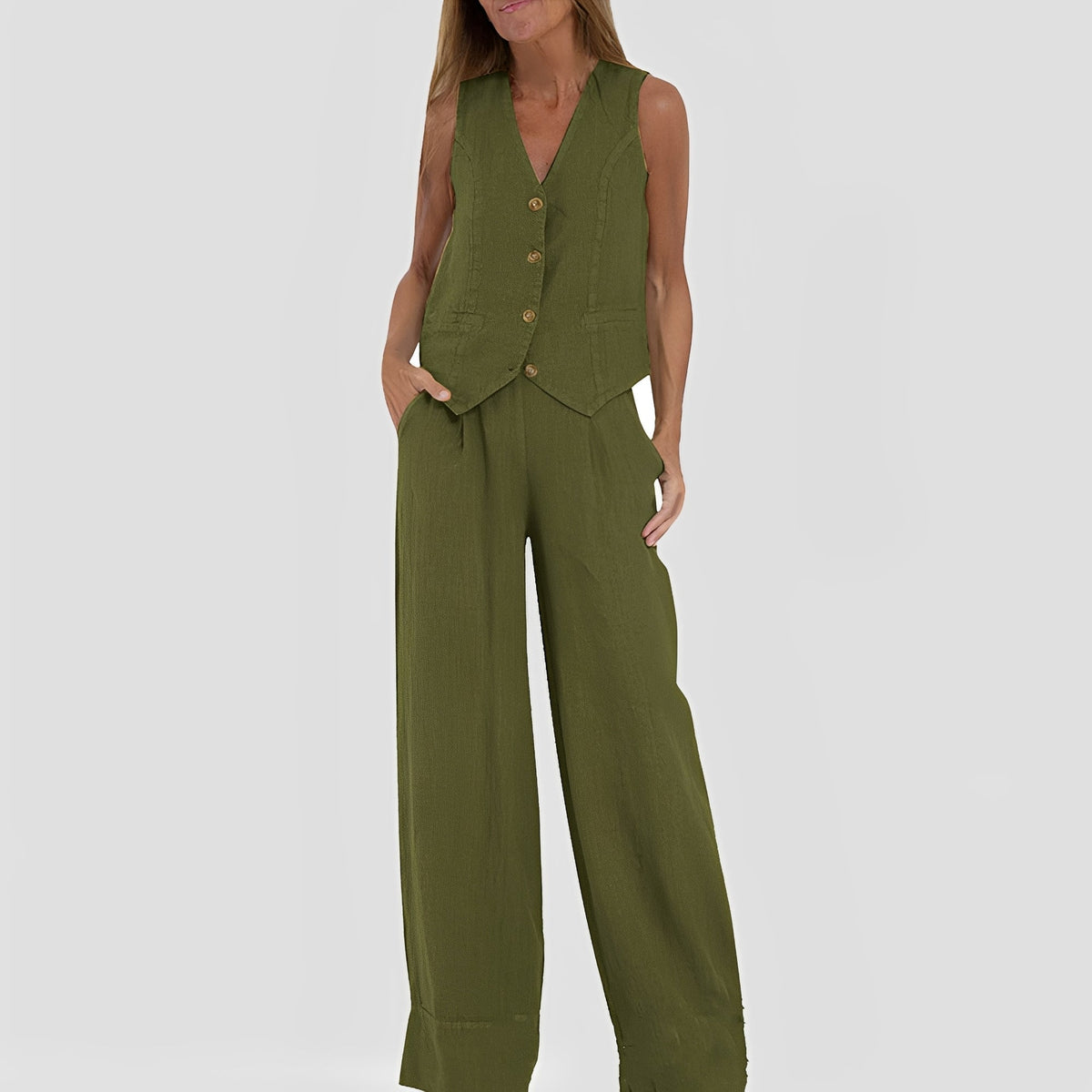 Joan - Ensemble sans manches et pantalon large décontracté pour femmes
