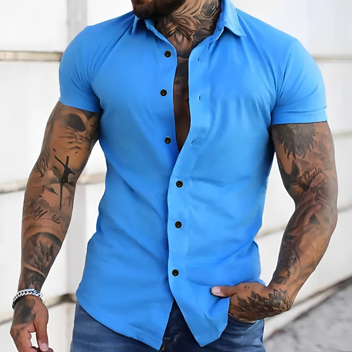 Mark - Chemise décontractée à manches courtes et coupe cintrée pour hommes