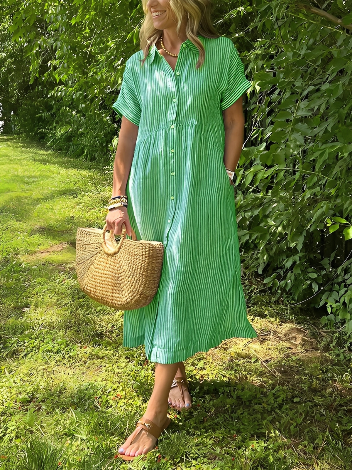 Alana - Robe-chemise à rayures décontractée pour femmes