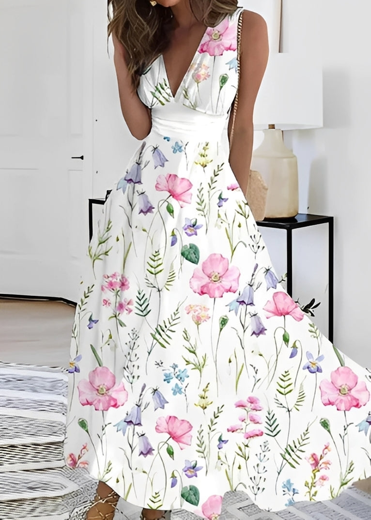 Kathryn - Robe longue chic à motif floral pour femmes