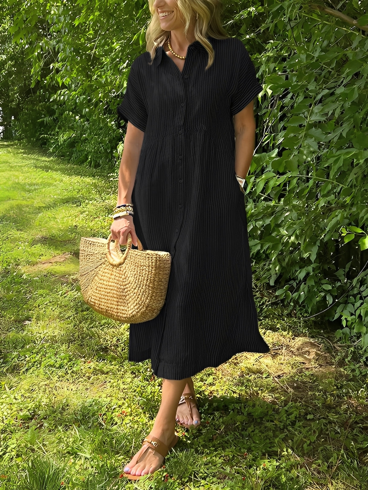 Alana - Robe-chemise à rayures décontractée pour femmes