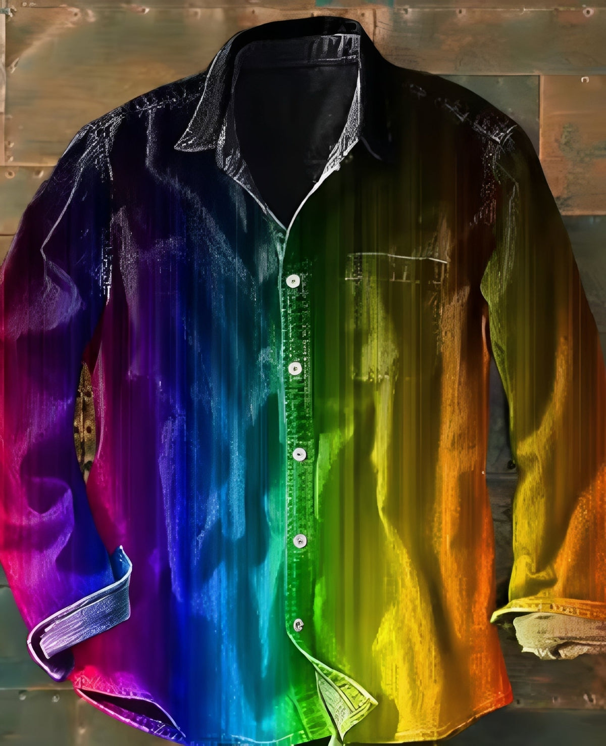 Theo - Chemise classique à manches longues avec motif pour hommes