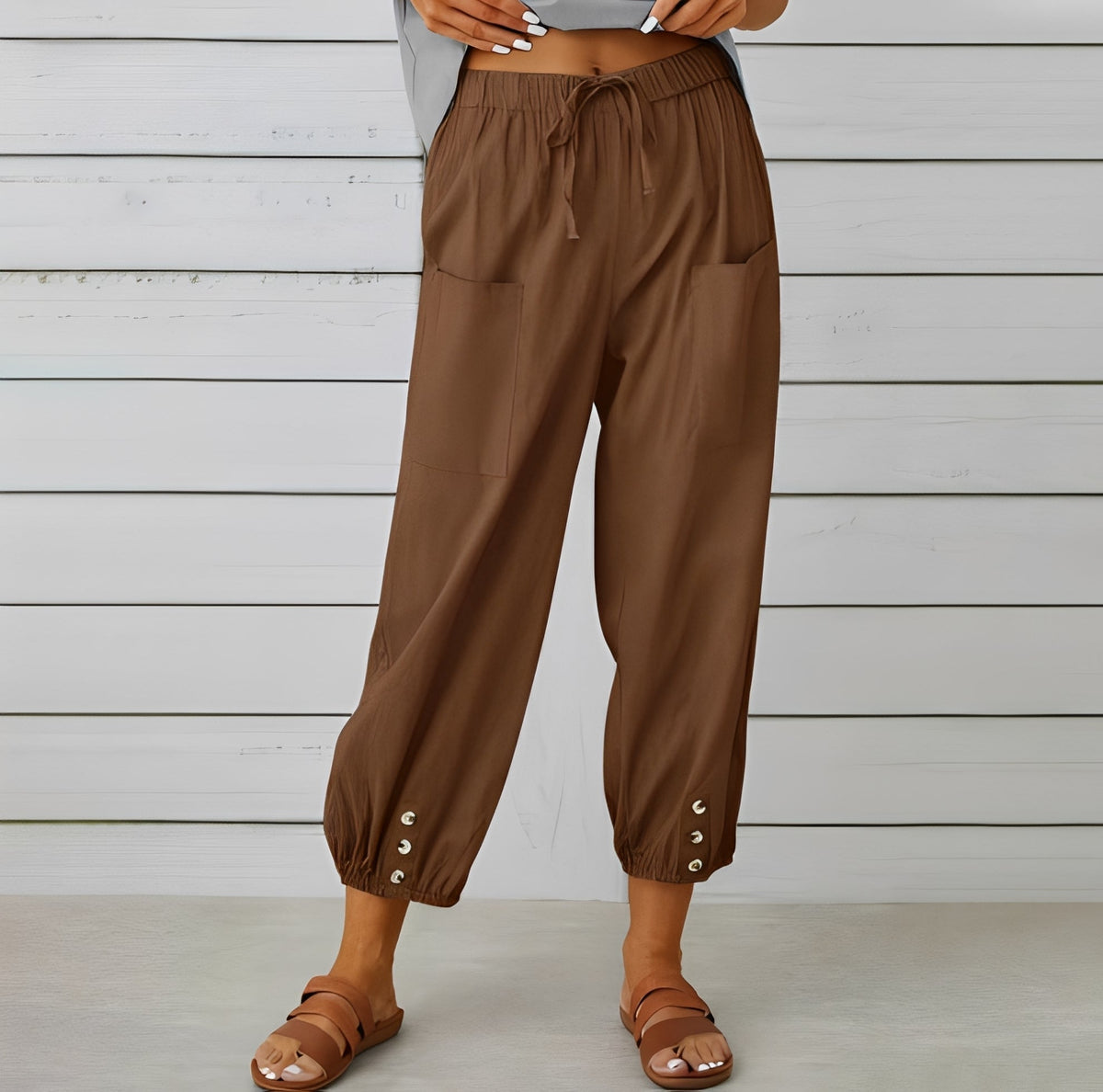 Christa - Pantalon large, décontracté et court pour femmes