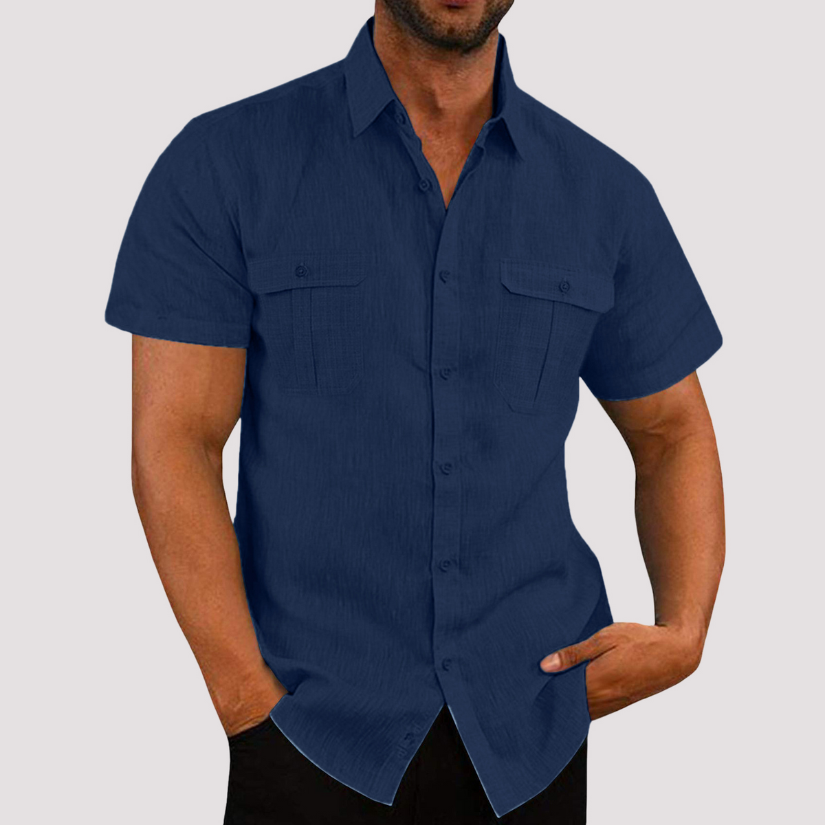 Aaron - Chemise stylée à manches courtes avec patte de boutonnage pour hommes
