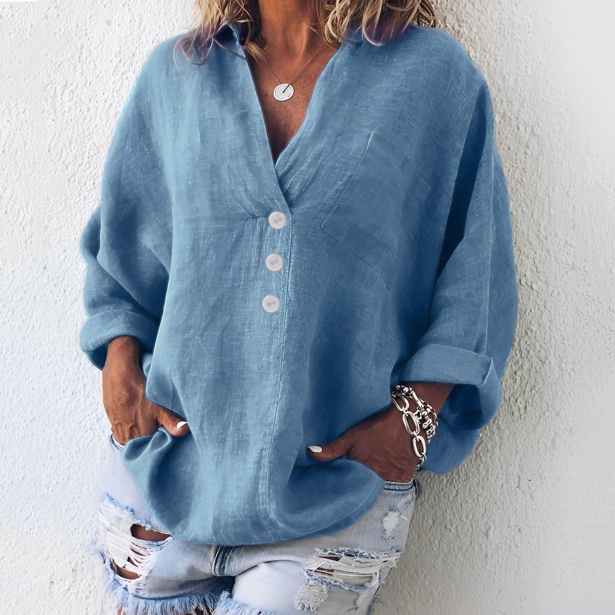 Sandra - Chemise large à manches longues pour femmes