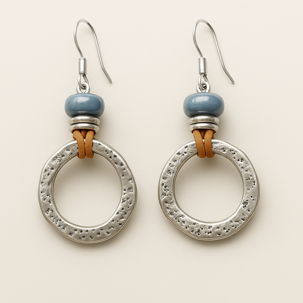Mira – Boucles d'oreilles en cercle argentées de style boho-vintage