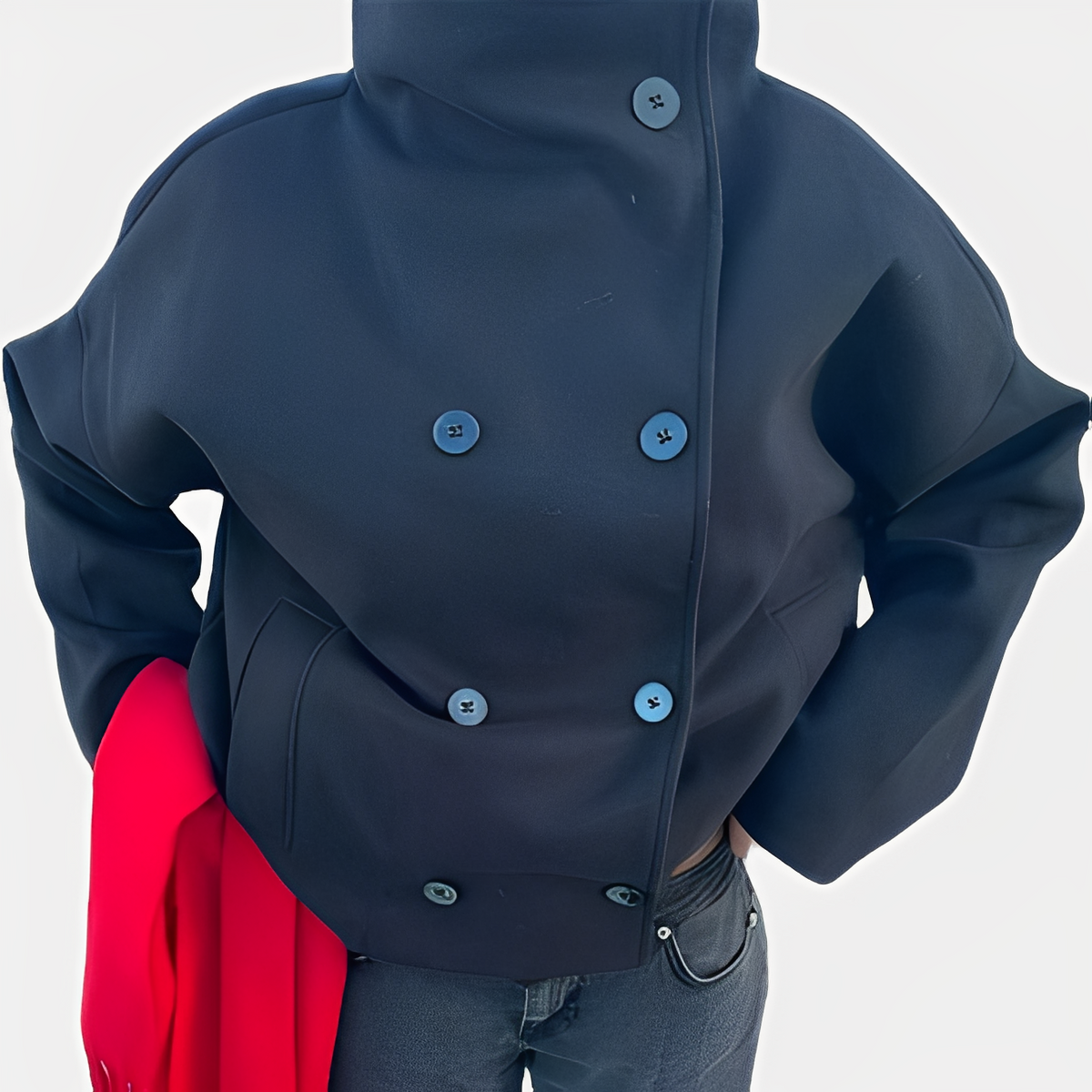 Carolyn - Élégant manteau en laine à boutonnage simple pour femmes