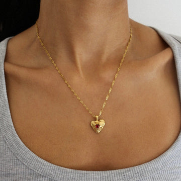 Vesper - Collier de Cœur Rouge en Or
