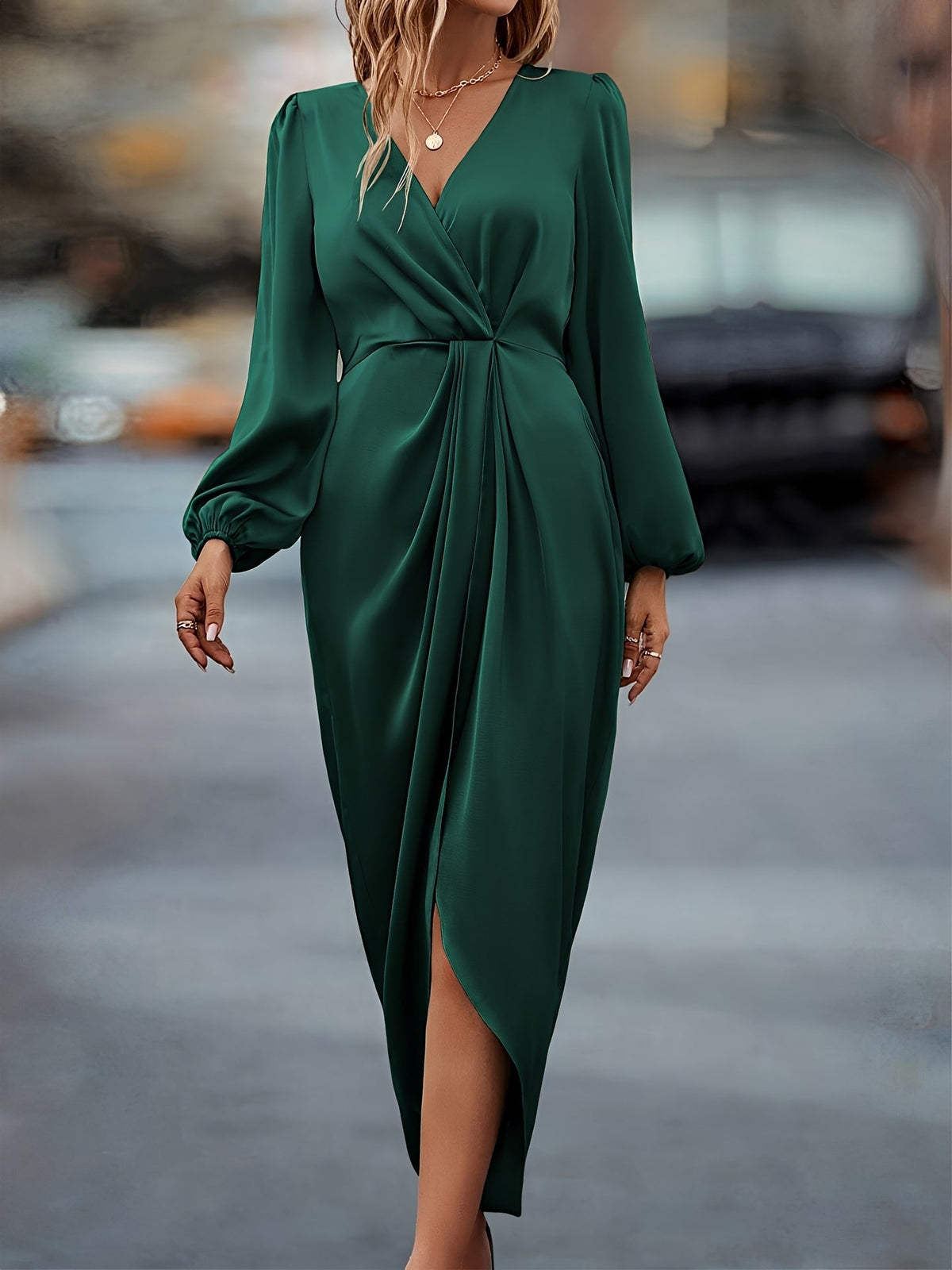 Melanie - Robe midi chic avec fente pour femmes