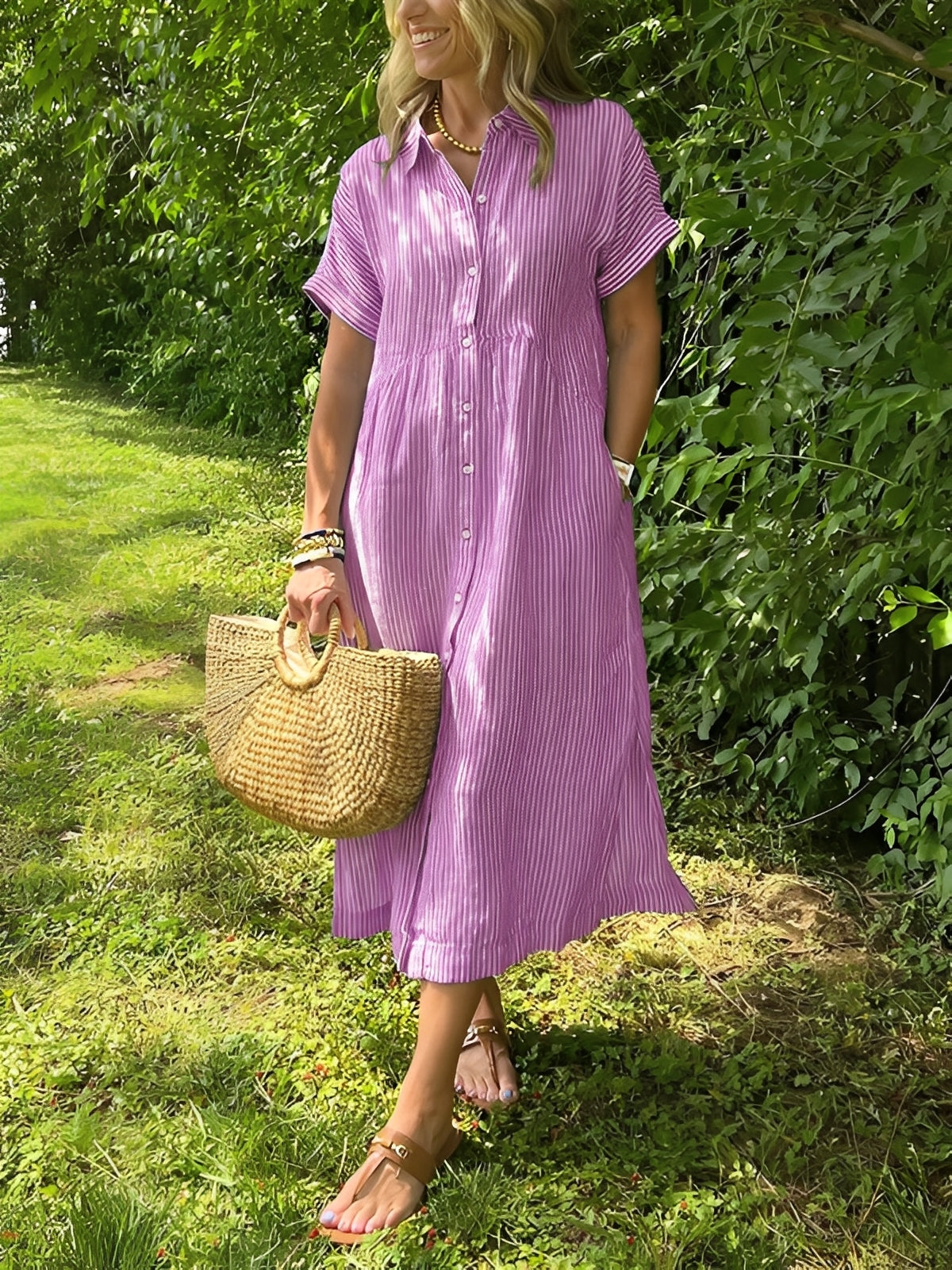 Alana - Robe-chemise à rayures décontractée pour femmes