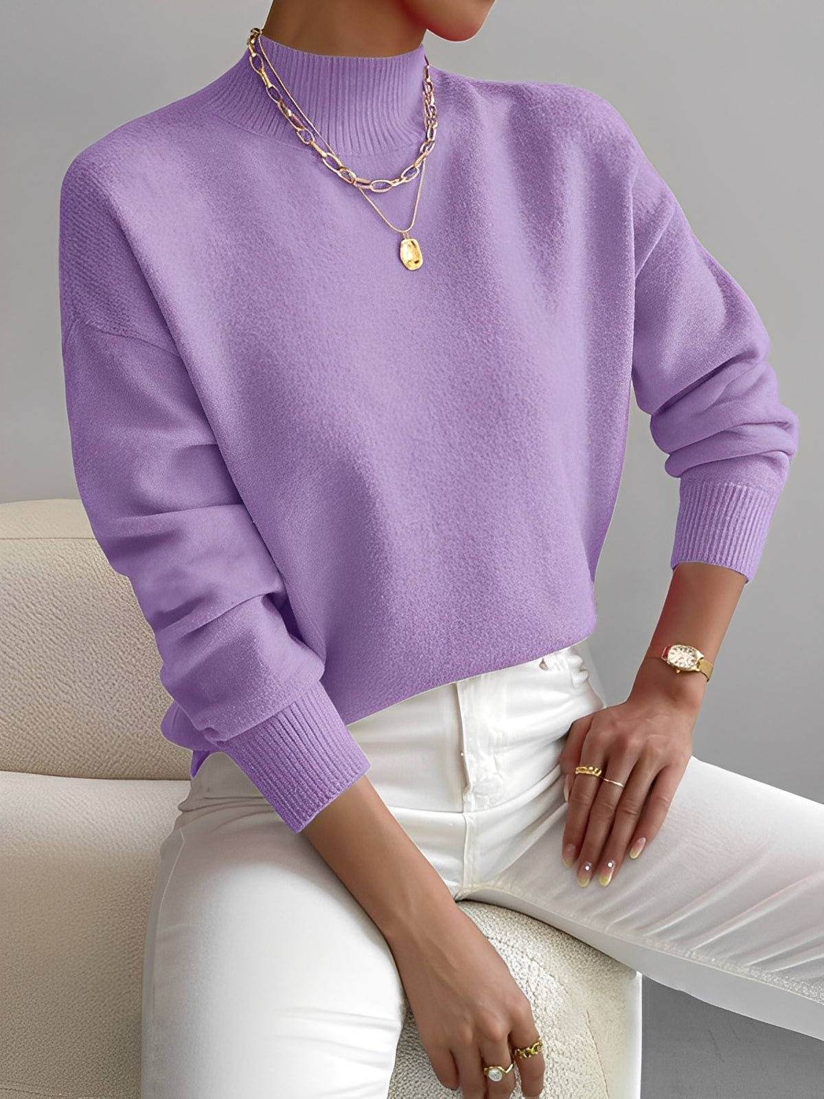 Roxana - Pull en maille élégant avec col mi-haut pour femmes