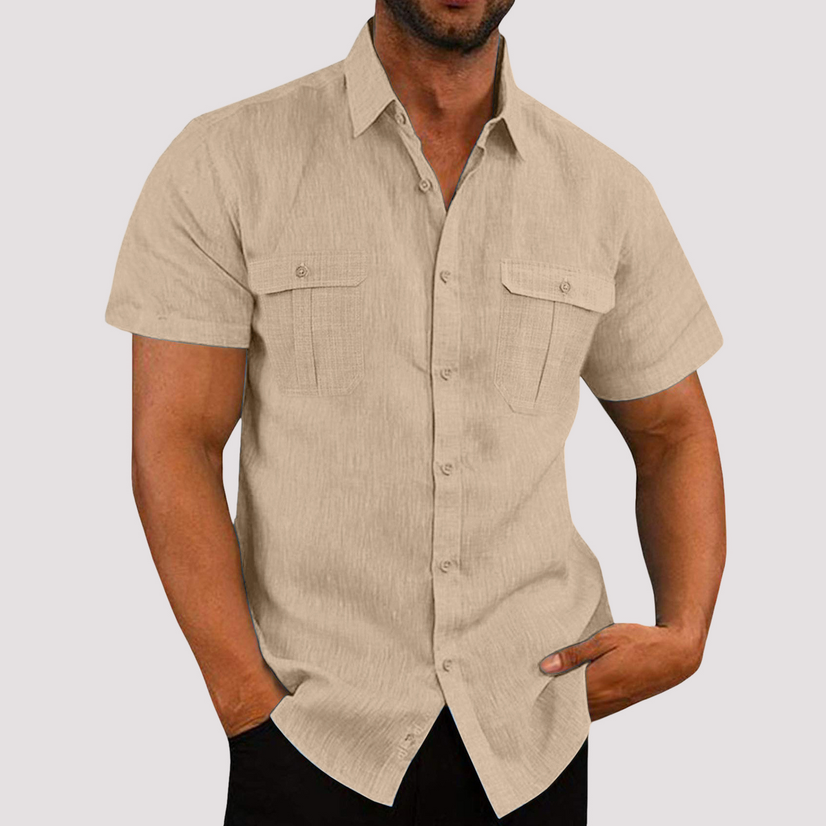 Aaron - Chemise stylée à manches courtes avec patte de boutonnage pour hommes