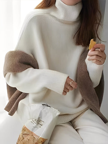 Adrienne - Pull col roulé style élégant et ample