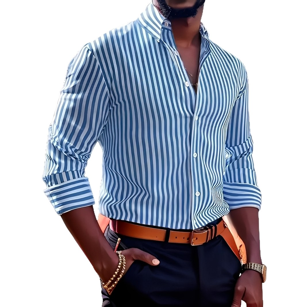 Brycen - Chemise rayée à manches longues et stylisée pour hommes
