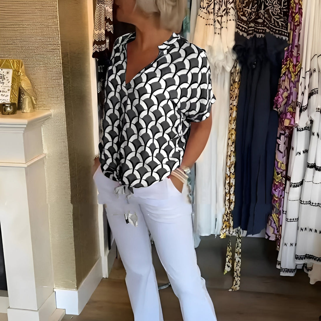Leona - Haut chic avec motif pour femmes