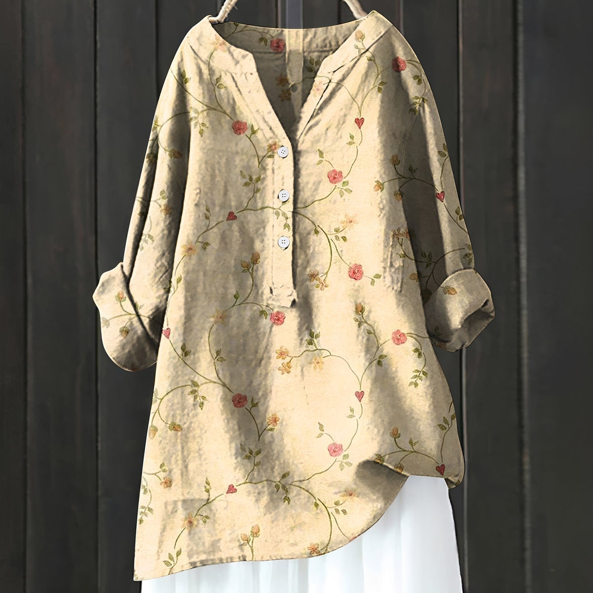 Annie - Chemisier fleuri chic avec demi-boutons pour femmes