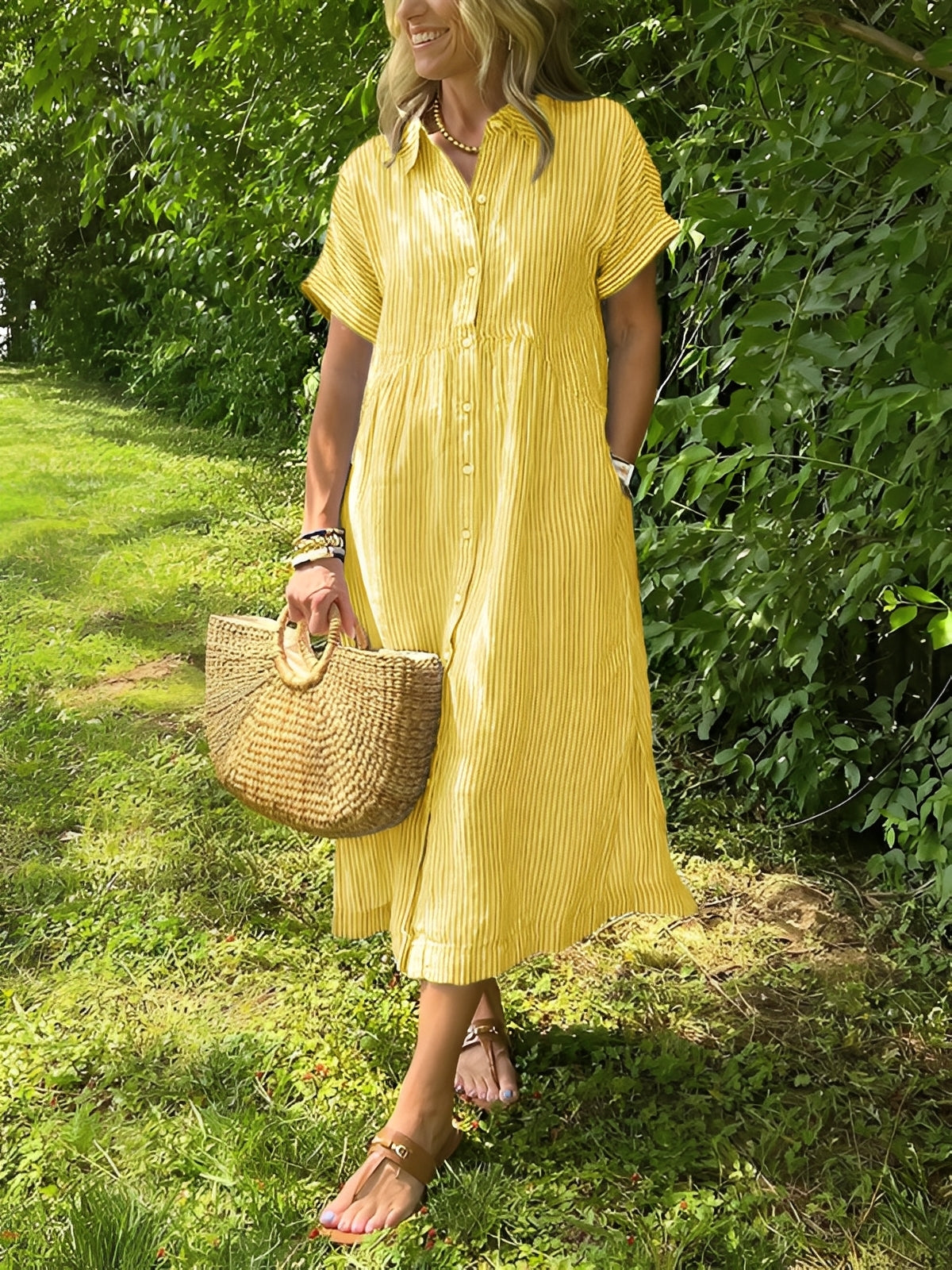 Alana - Robe-chemise à rayures décontractée pour femmes