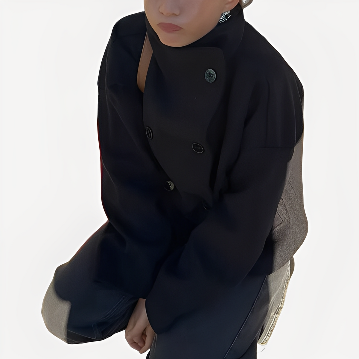 Carolyn - Élégant manteau en laine à boutonnage simple pour femmes