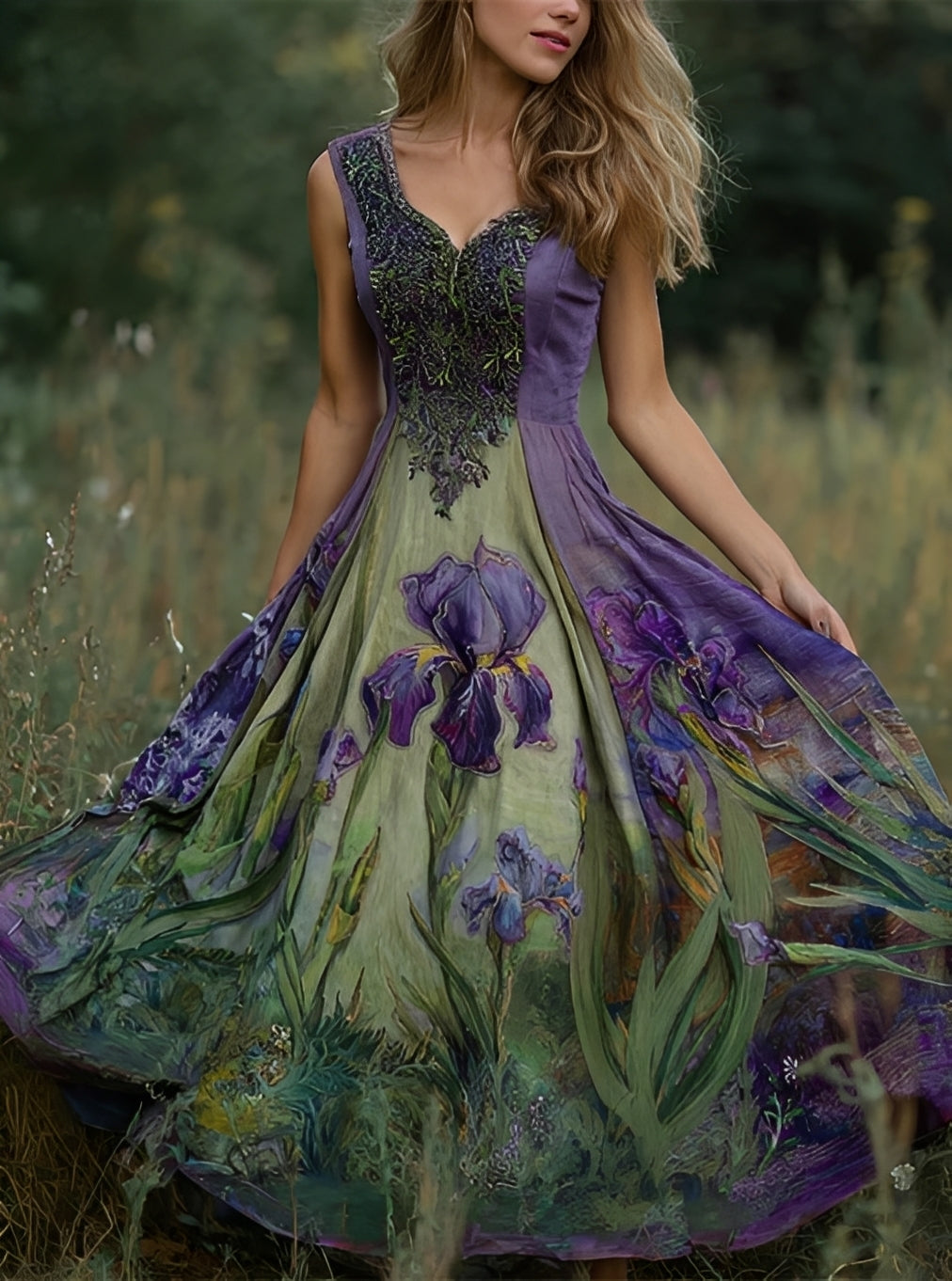 Erica - Robe longue élégante avec un motif floral pour femmes