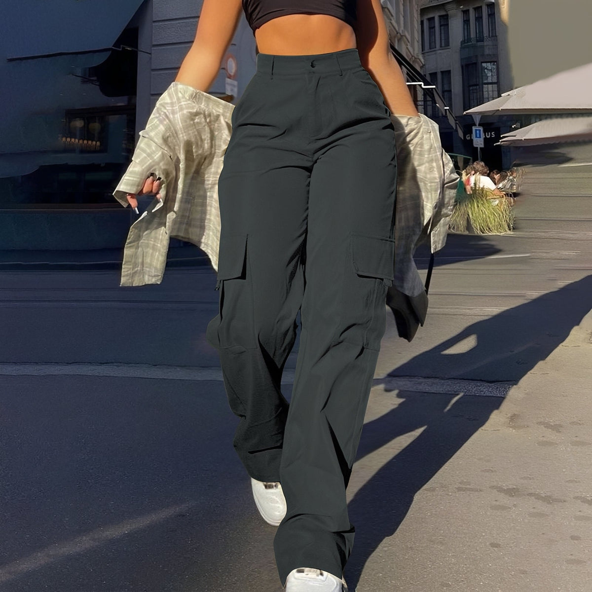 Sophie - Pantalon cargo décontracté taille haute pour femmes