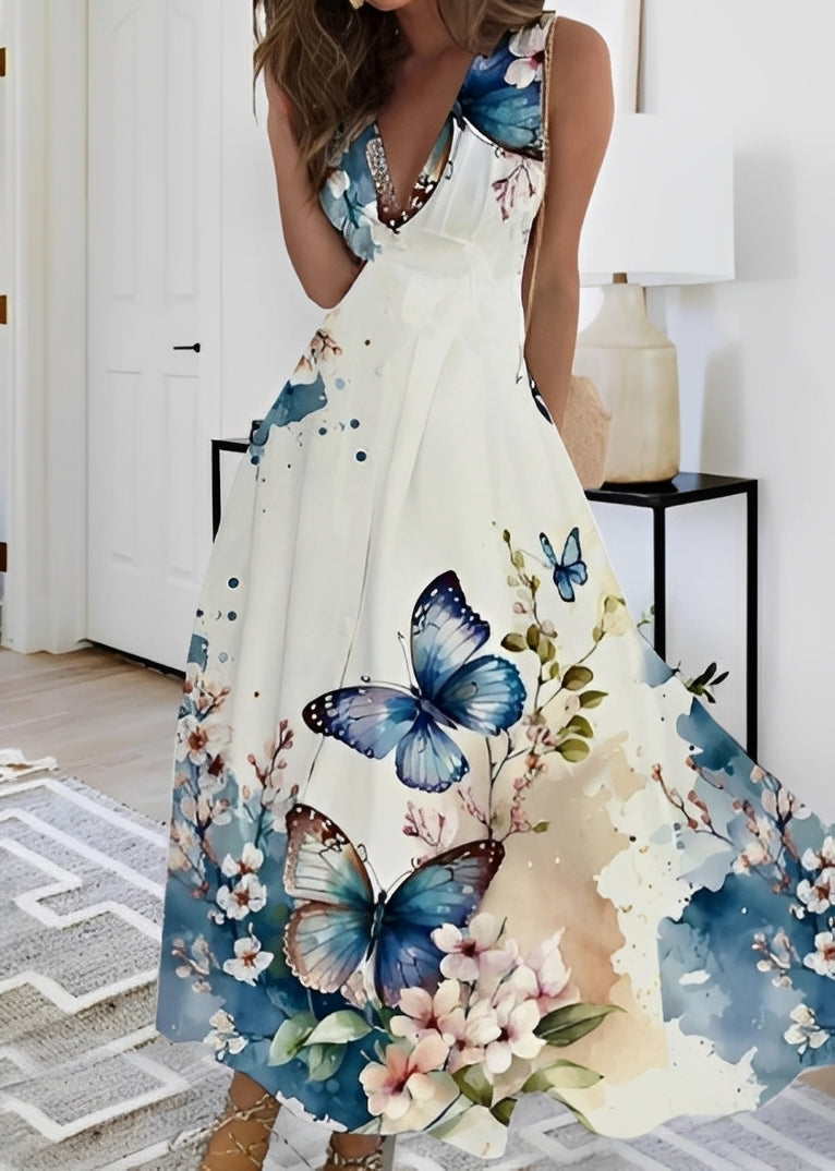 Kathryn - Robe longue chic à motif floral pour femmes