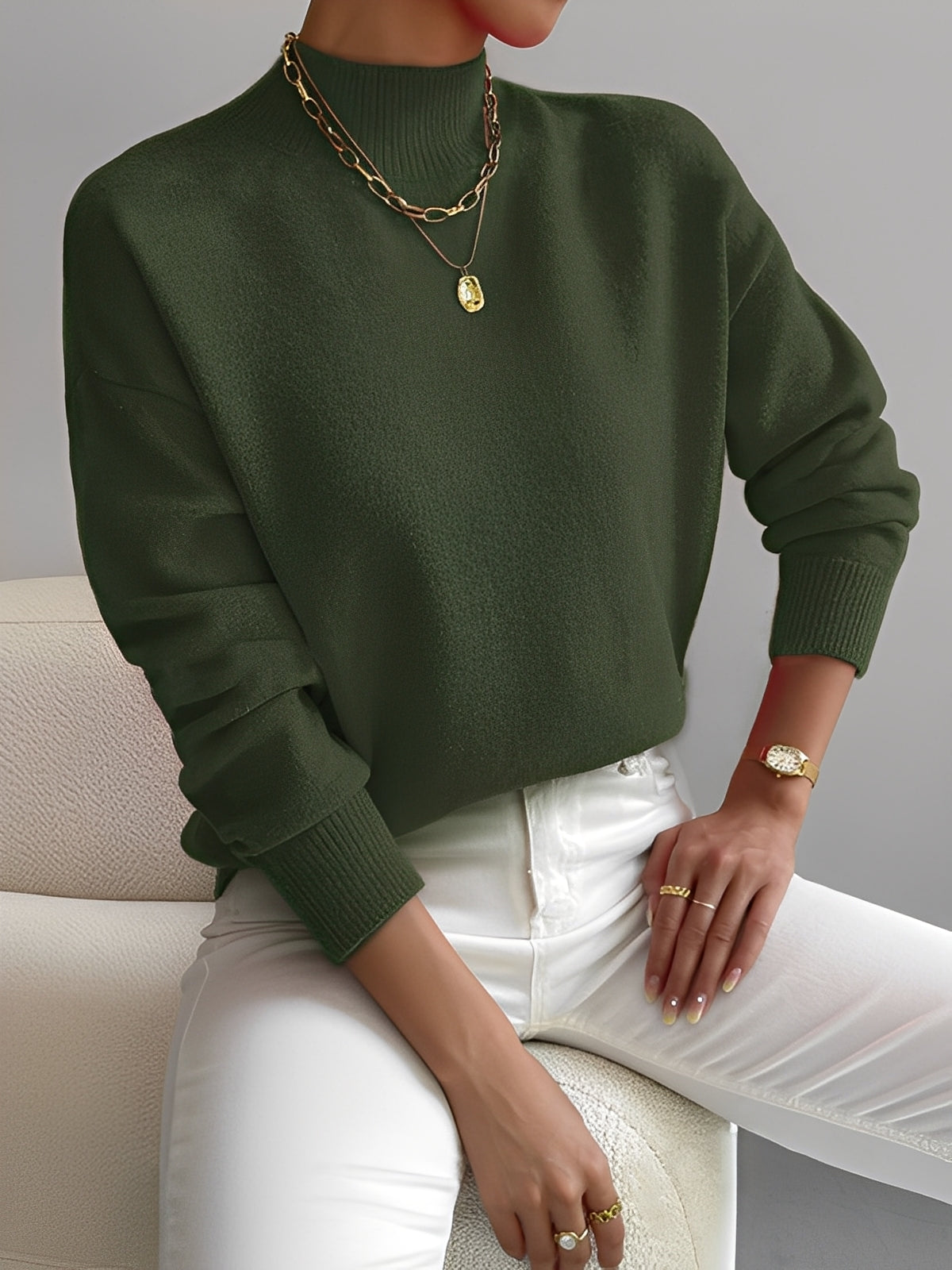 Roxana - Pull en maille élégant avec col mi-haut pour femmes