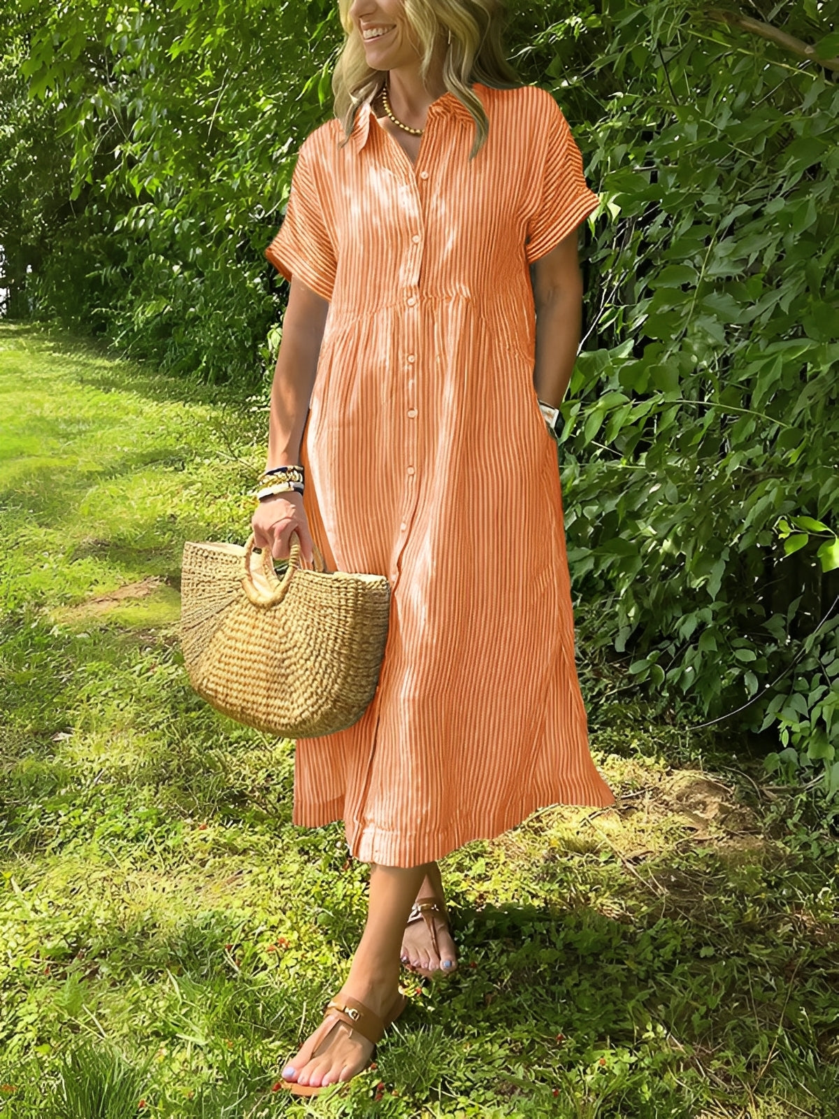 Alana - Robe-chemise à rayures décontractée pour femmes