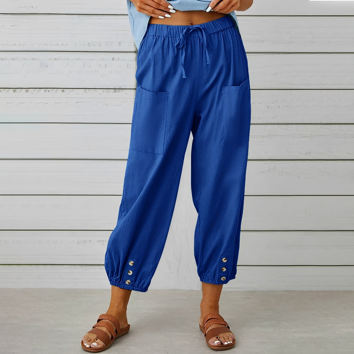 Christa - Pantalon large, décontracté et court pour femmes