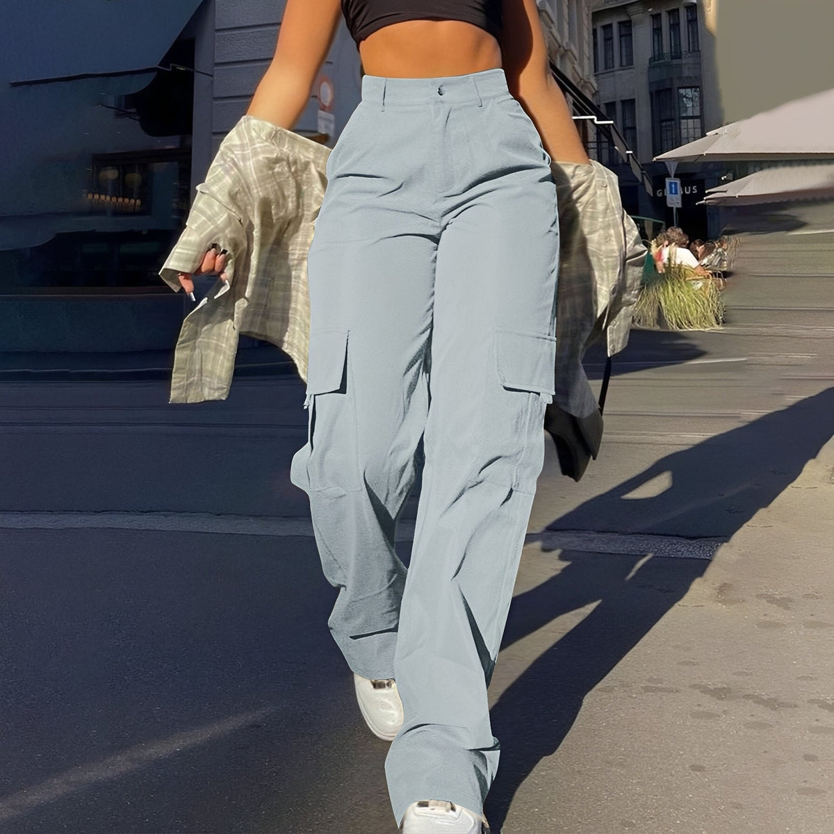 Sophie - Pantalon cargo décontracté taille haute pour femmes