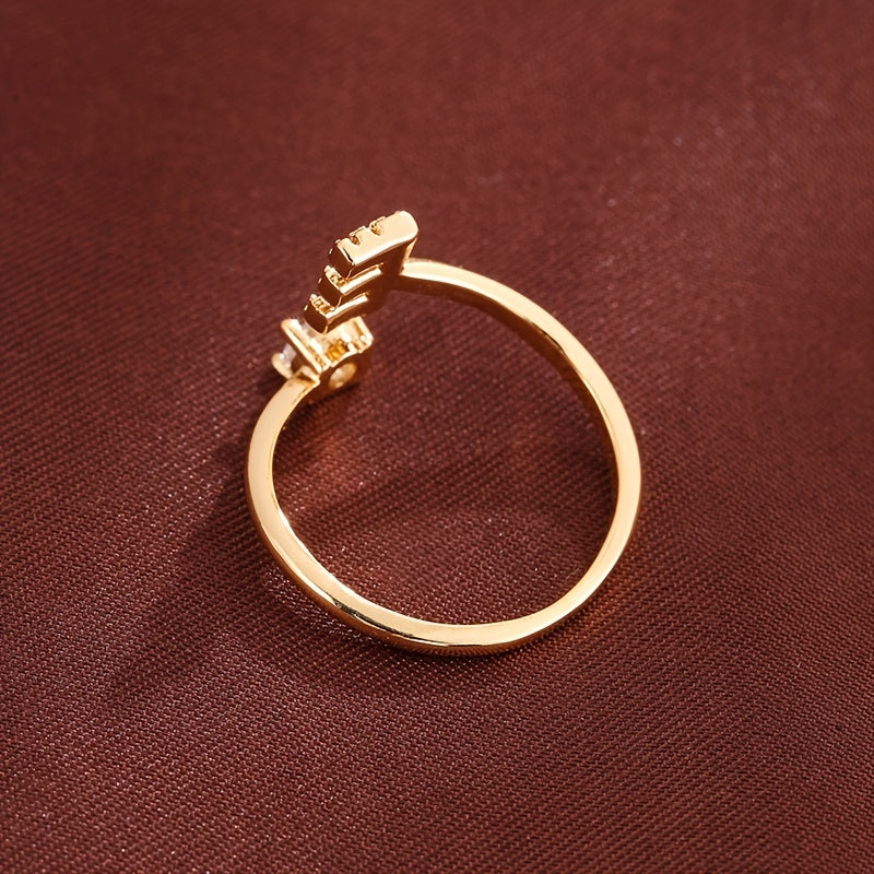 Nova – Bague ouverte moderne avec initiale et zircon