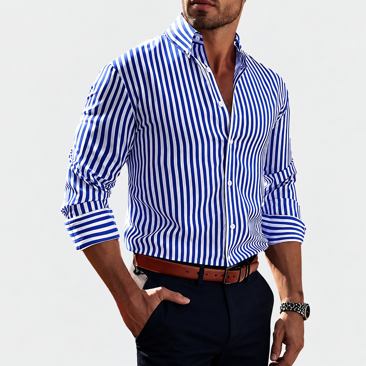Hassan - Chemise traditionnelle à rayures pour hommes