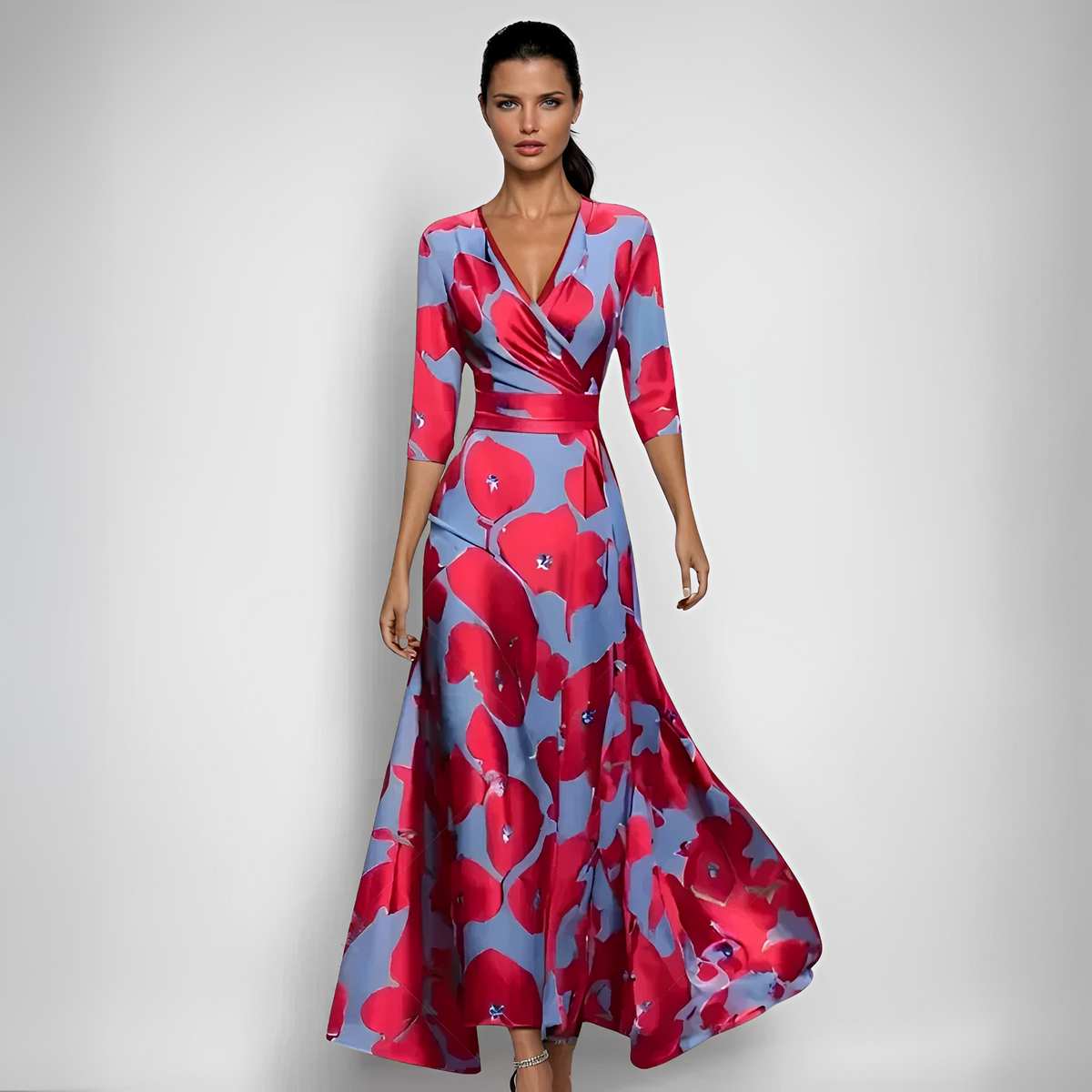 Delores - Robe maxi à motif floral et manches longues