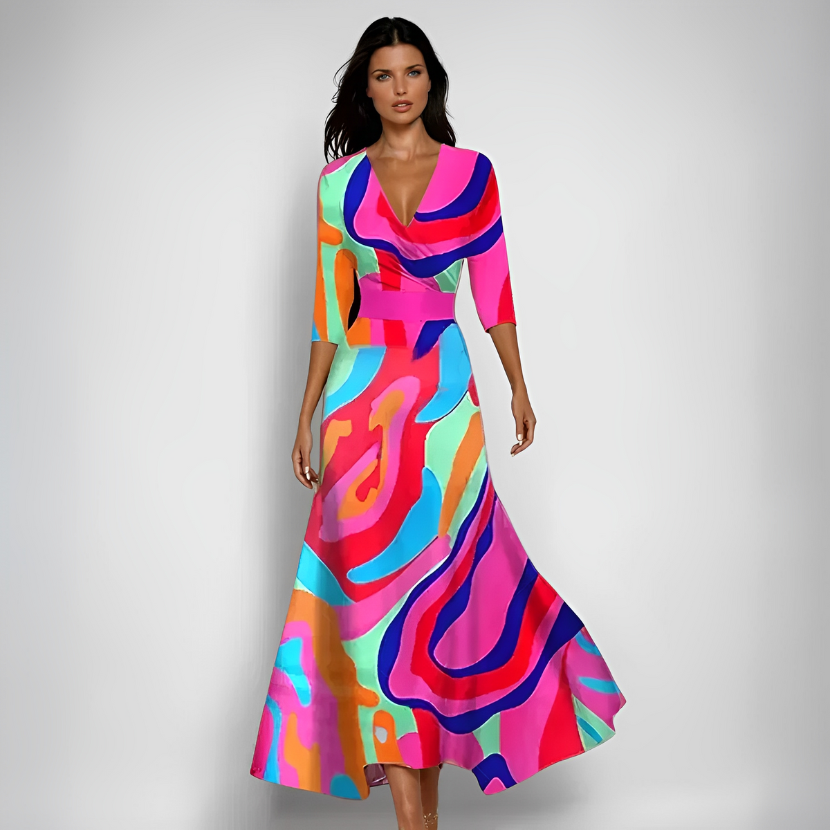 Delores - Robe maxi à motif floral et manches longues