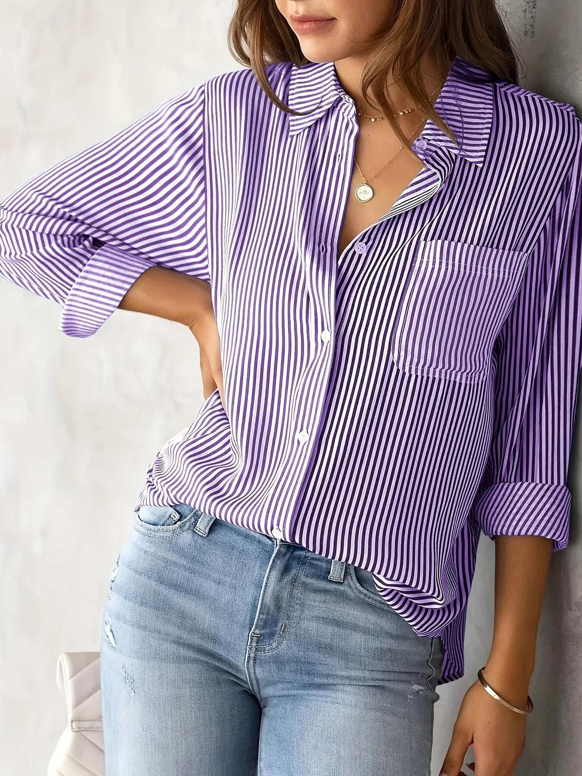 Nancy - T-shirt casual rayé à manches longues pour femmes