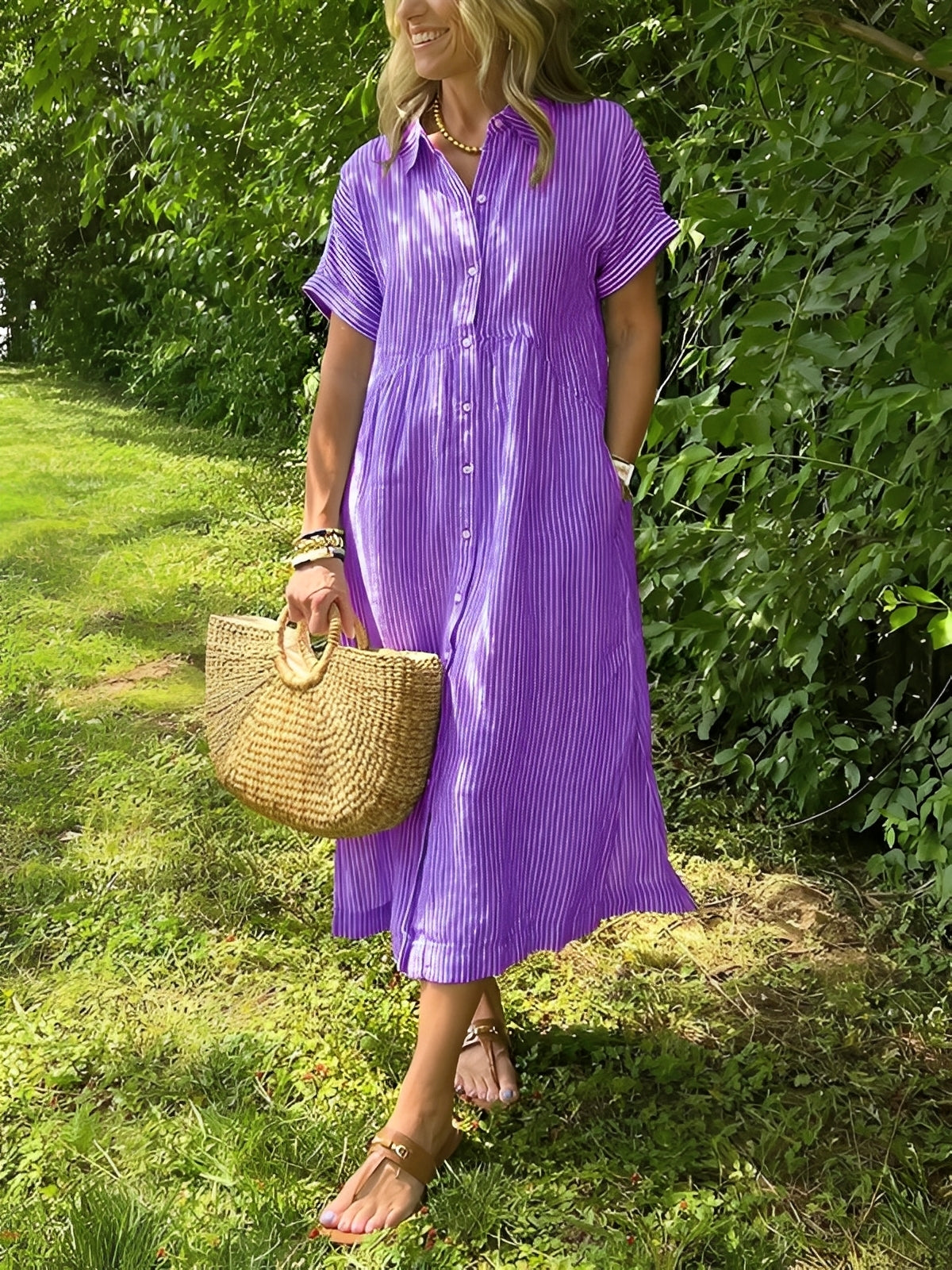 Alana - Robe-chemise à rayures décontractée pour femmes