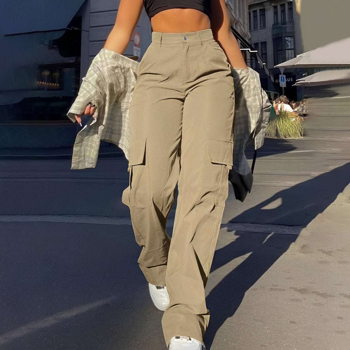 Sophie - Pantalon cargo décontracté taille haute pour femmes