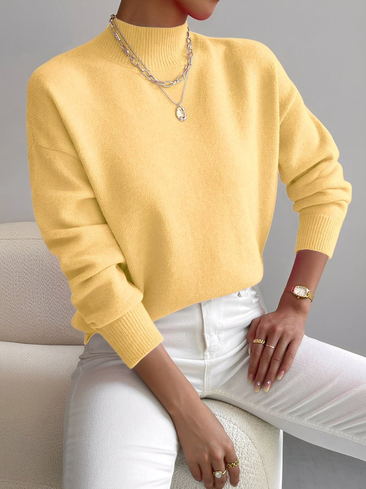 Roxana - Pull en maille élégant avec col mi-haut pour femmes