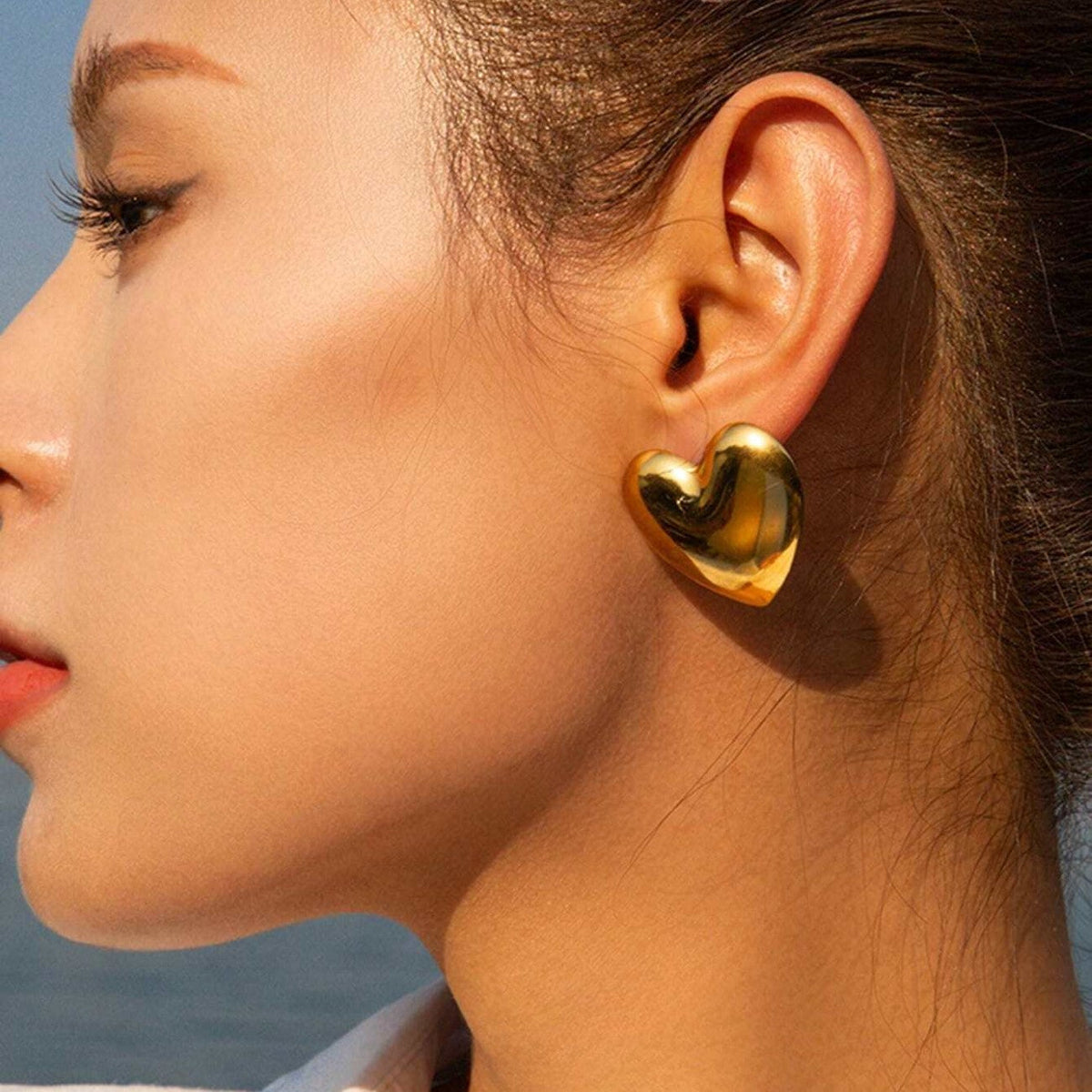 Grandes boucles d'oreilles en forme de cœur
