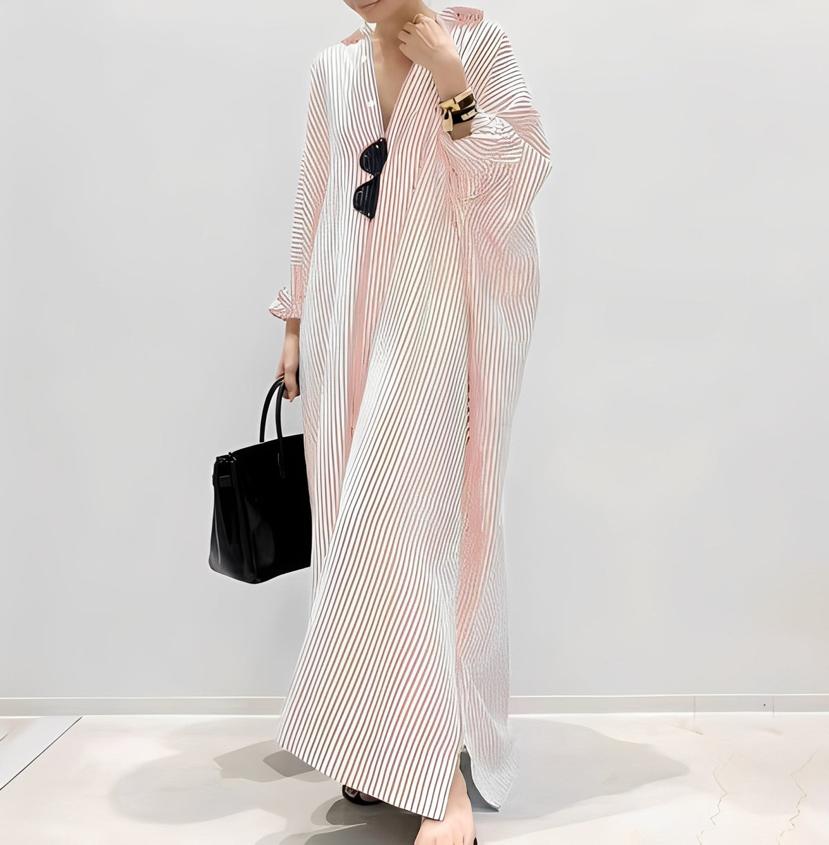 Jasmine - Élégante robe chemise à rayures pour femmes